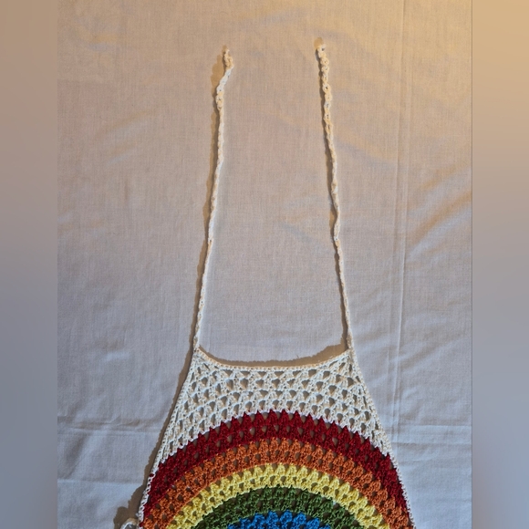 Colorful Crochet Rainbow Halter Top OS Boho - Picture 3 of 8